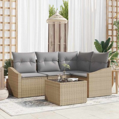 Garden Sofa Set 5 pcs Beige...