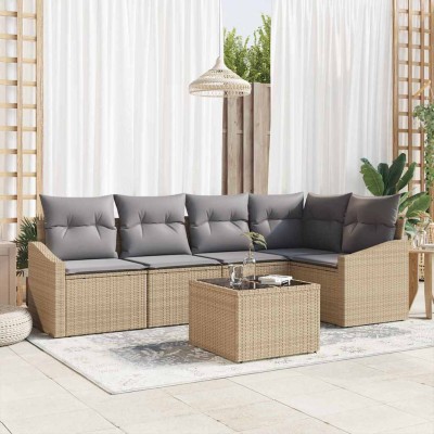 Garden Sofa Set 6 pcs Beige...