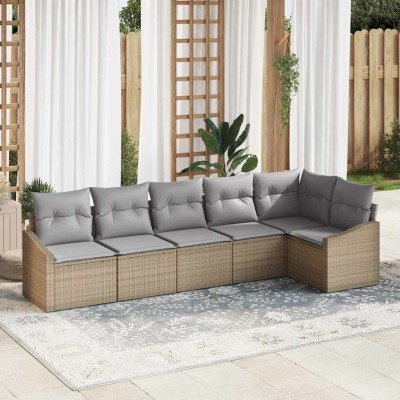 Garden Sofa Set 6 pcs Beige...