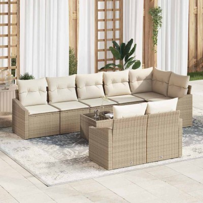 Garden Sofa Set 9 pcs Beige...
