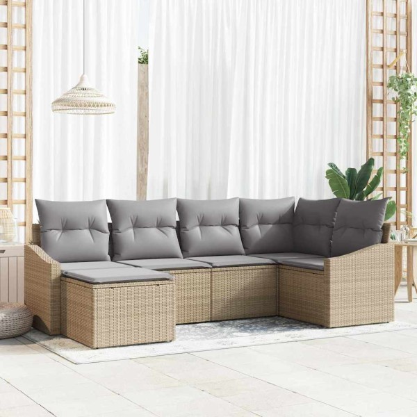 Garden dining set 6 pcs Beige and light gray