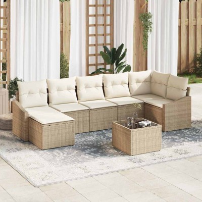 Garden Sofa Set 8 pcs Beige...