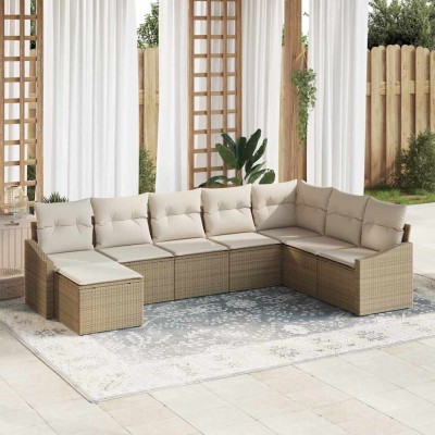 Garden Sofa Set 8 pcs Beige...