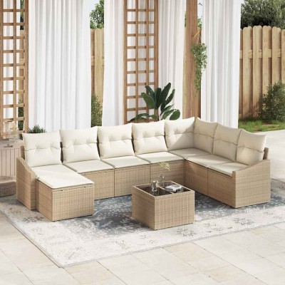 Garden Sofa Set 8 pcs Beige...
