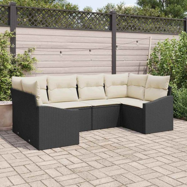 Garden Sofa Set 6 pcs Black and cream polyrattan