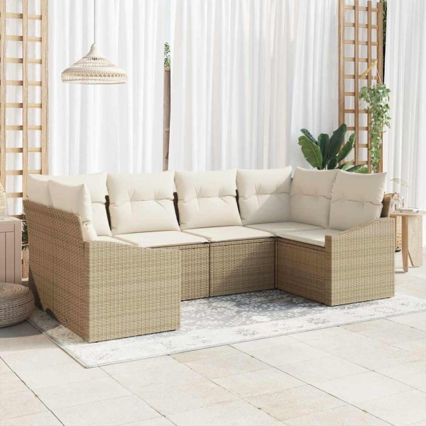 Garden Sofa Set 6 pcs Beige and cream polyrattan