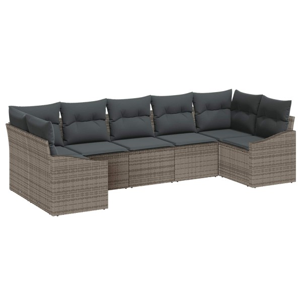 Garden sofa set with storage 7 pcs Gray polyrattan