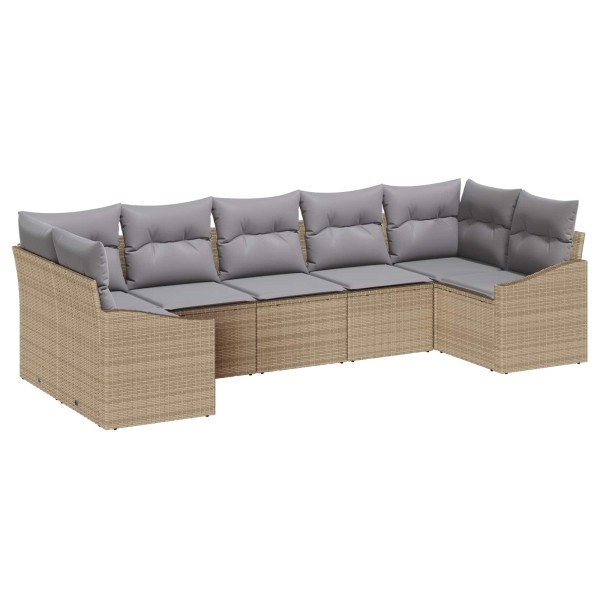 Garden Sofa Set 7 pcs Beige and light gray polyrattan