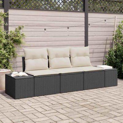 Garden Sofa Set 3 pcs Black...