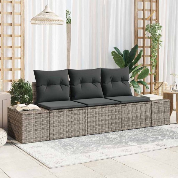 Garden sofa set with storage 3 pcs Gray polyrattan
