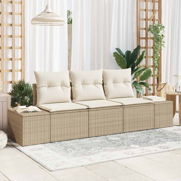 Garden Sofa Set 3 pcs Beige and cream polyrattan