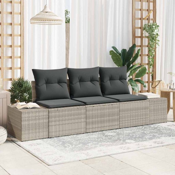 Garden sofa set with storage 3 pcs Light gray polyrattan