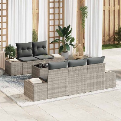 Garden Sofa Set 6 pcs Light...