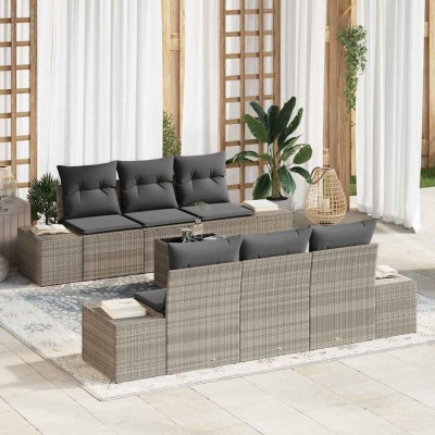 Garden Sofa Set 8 pcs Light...