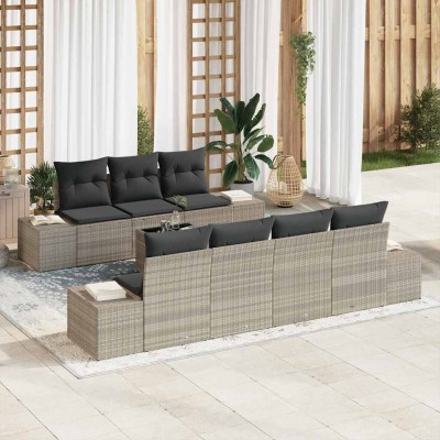 Garden Sofa Set 8 pcs Light...