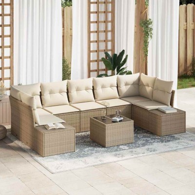 Garden Sofa Set 8 pcs Beige...