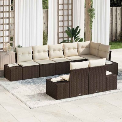 Garden Sofa Set 8 pcs Brown...