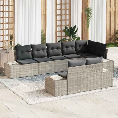 Garden Sofa Set 8 pcs Light...