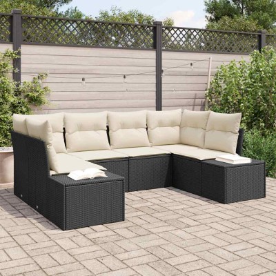 Garden Sofa Set 6 pcs Black...