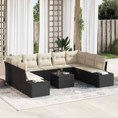Garden Sofa Set 9 pcs Black...