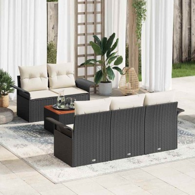 Garden Sofa Set 6 pcs Black...