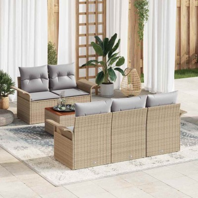 Garden Sofa Set 6 pcs Beige...