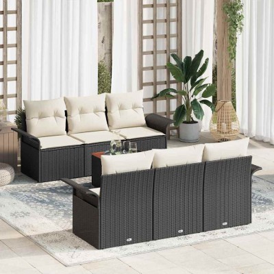 Garden Sofa Set 7 pcs Black...