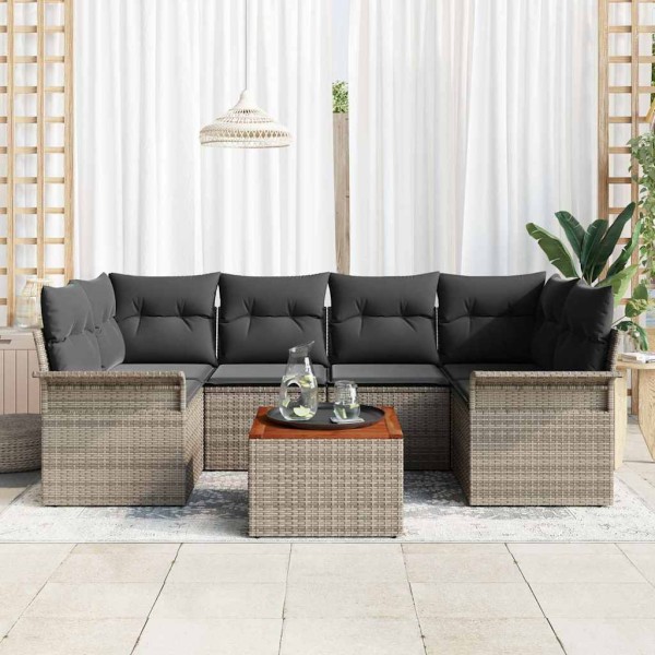 Garden sofa set with storage 7 pcs Gray polyrattan