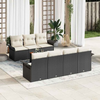 Garden Sofa Set 8 pcs Black...