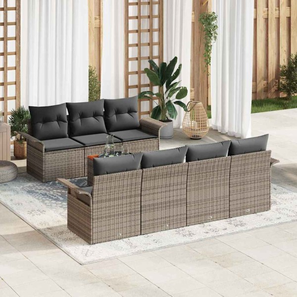 Garden sofa set with storage 8 pcs Gray polyrattan