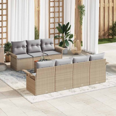 Garden Sofa Set 8 pcs Beige...