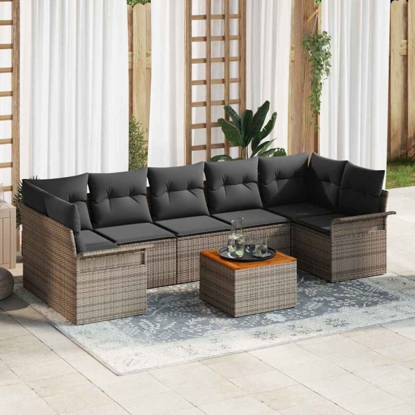 Garden sofa set with storage 8 pcs Gray polyrattan