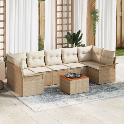 Garden Sofa Set 8 pcs Beige...