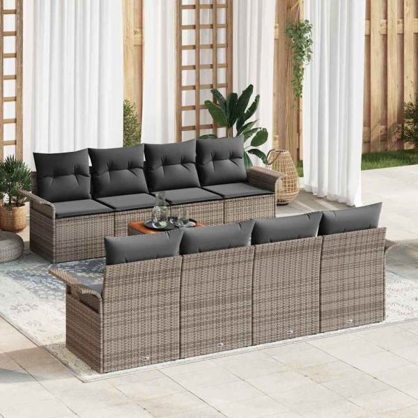 Garden sofa set with storage 9 pcs Gray polyrattan