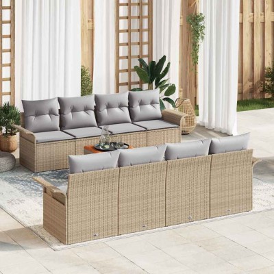 Garden Sofa Set 9 pcs Beige...