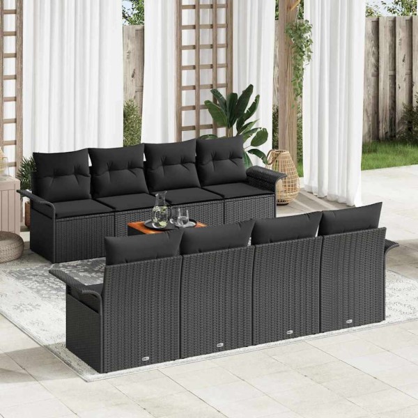 Garden sofa set with storage 9 pcs Black polyrattan