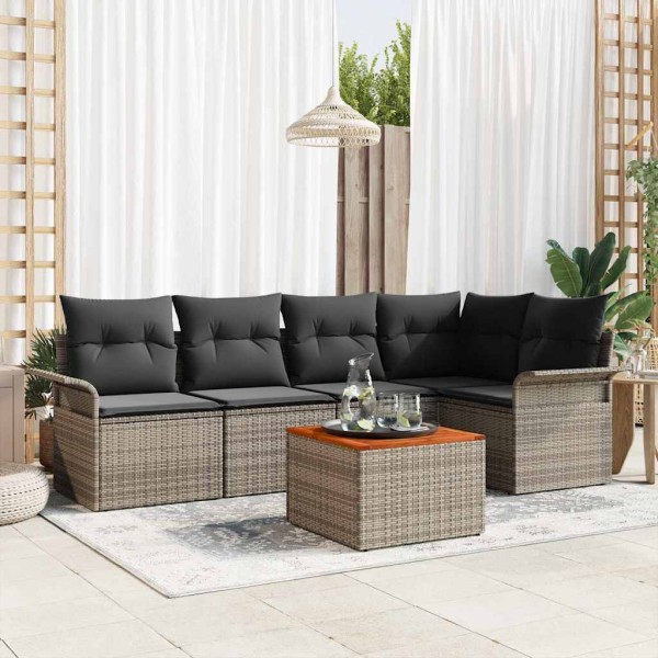 Garden sofa set with storage 6 pcs Gray polyrattan