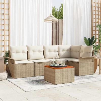 Garden Sofa Set 6 pcs Beige...