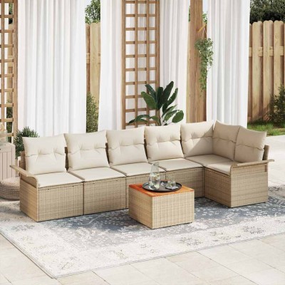 Garden Sofa Set 7 pcs Beige...