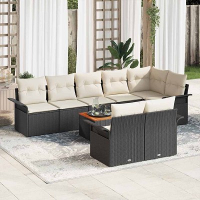 Garden Sofa Set 9 pcs Black...