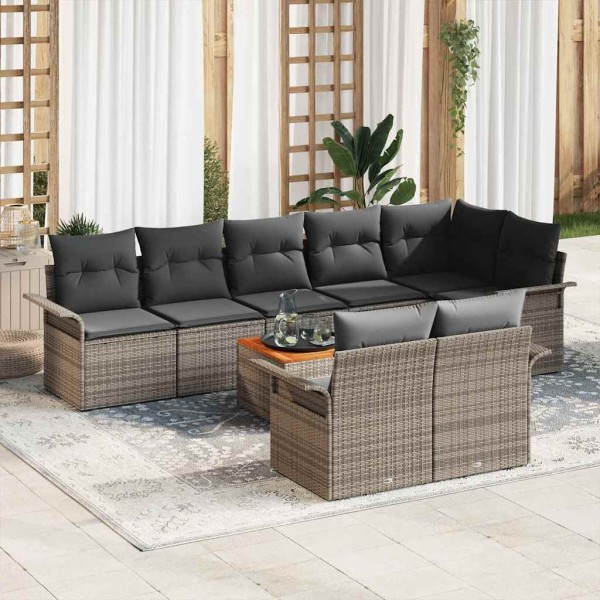Garden sofa set with storage 9 pcs Gray polyrattan