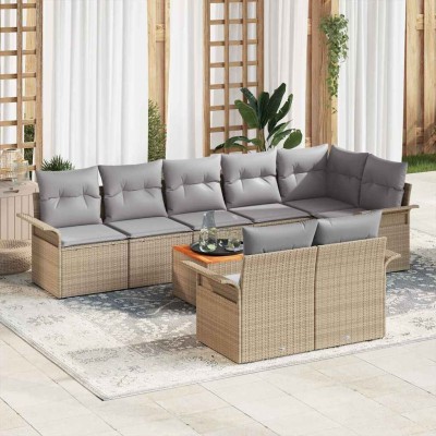 Garden Sofa Set 9 pcs Beige...