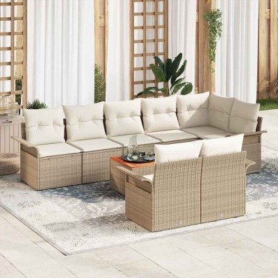 Garden Sofa Set 9 pcs Beige...