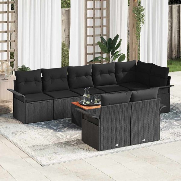 Garden sofa set with storage 9 pcs Black polyrattan