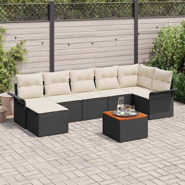 Garden Sofa Set 8 pcs Black and cream polyrattan
