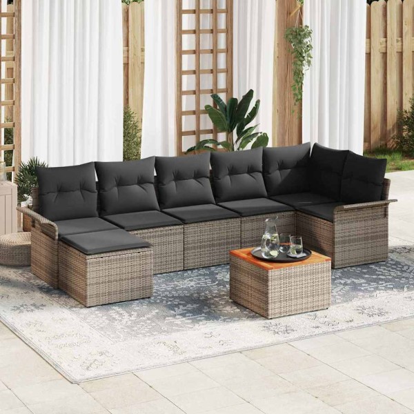 Garden sofa set with storage 8 pcs Gray polyrattan