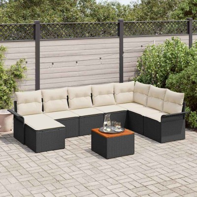 Garden Sofa Set 9 pcs Black...