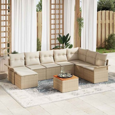 Garden Sofa Set 9 pcs Beige...