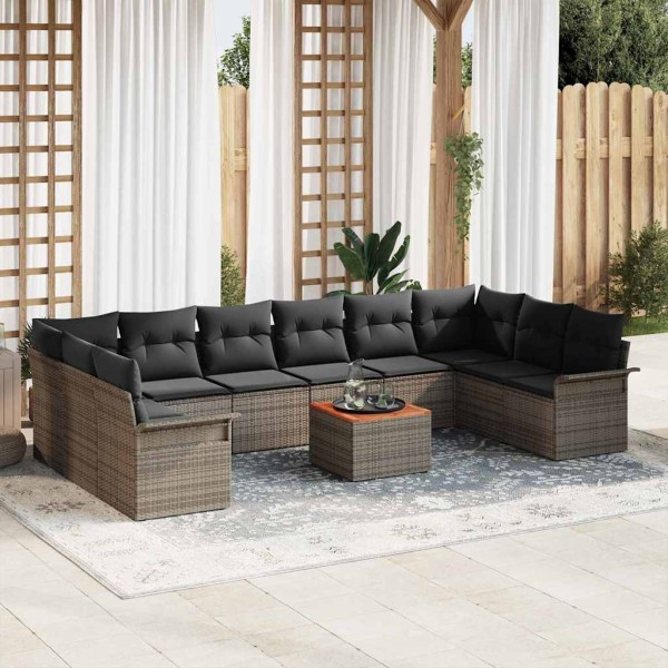 Garden sofa set with storage 11 pcs Gray polyrattan