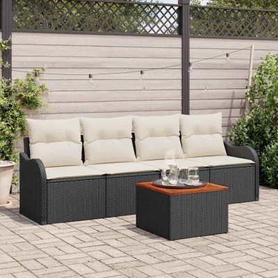 Garden Sofa Set 5 pcs Black...